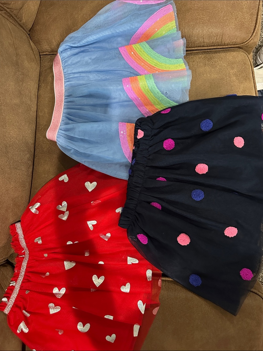 Cat & Jack Light Blue, Navy & Red Tulle Skirt Trio